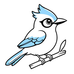 Cute Bluejay for toddlers books vector illustration