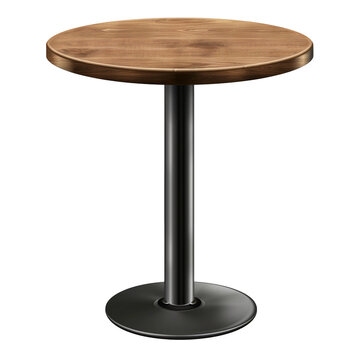 recommend clip art: A realistic circular bar table with black metal legs and a brown wood top png