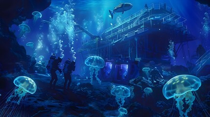 Underwater Jellyfish Aquarium Exploring the Depths of the Mysterious Oceanic World