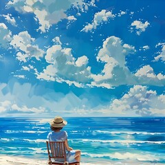 Fototapeta premium Soothing Seascape:Serene Coastal Retreat on a Blissful Summer Day