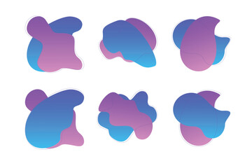 Blobs Abstract Fluid Shapes Color Gradient With Thin Line pictogram symbol visual illustration Set