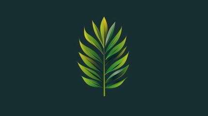 Abstract Logo Design Featuring a Green Palm Leaf