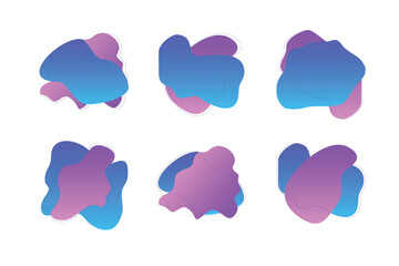 Blobs Abstract Fluid Shapes Color Gradient With Thin Line pictogram symbol visual illustration Set