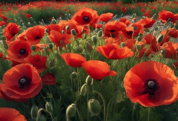 Obraz premium Field of red poppies
