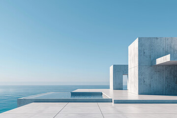 Obraz premium Modern buildings by the lake. Empty architectural background.