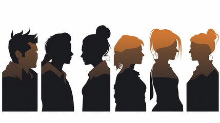 Diverse Community in Flat Design Silhouette Vector Illustration - Empowering People, Building Connections, and Fostering Collaboration for Success and Growth.