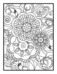 Flower Swirl Mandala. Vintage decorative elements. Oriental pattern, floral illustration. Relaxing Coloring pages. Intricate and Relaxing Patterns for Mindful Art Therapy and Stress Relief.