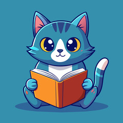 cute-cat-is-reading-book--cat-eye-on-the-book