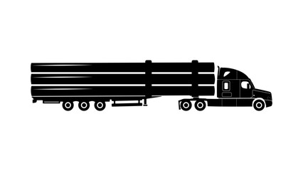 truck with pipes, black isolated silhouette