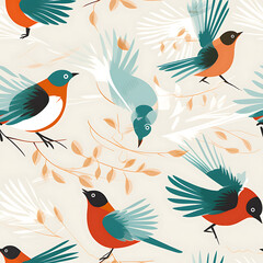 Fototapeta premium Bird digital art seamless pattern, the design for apply a variety of graphic works
