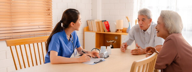 Senior Woman Receives Medical Advice and Treatment from a Doctor in a Hospital: Health Care...