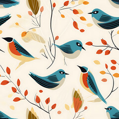 Bird digital art seamless pattern, the design for apply a variety of graphic works