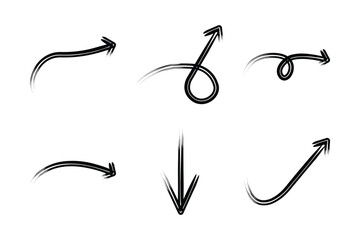 Double line Brush Arrow Direction Shape Curved Line Pictogram Symbol Visual Illustration Set