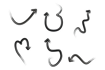 Double line Brush Arrow Direction Shape Curved Line Pictogram Symbol Visual Illustration Set