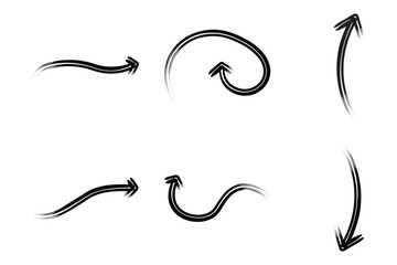 Double line Brush Arrow Direction Shape Curved Line Pictogram Symbol Visual Illustration Set