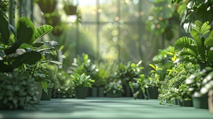 Capture the essence of gardening perfection with a Botanical Green Podium set against a verdant Greenhouse backdrop, tailor-made for gardening tools.