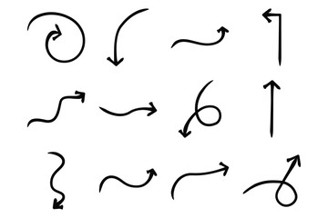 Abstract Arrow Direction Shape Curved Line Pictogram Symbol Visual Illustration Set