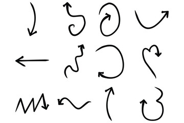 Abstract Arrow Direction Shape Curved Line Pictogram Symbol Visual Illustration Set