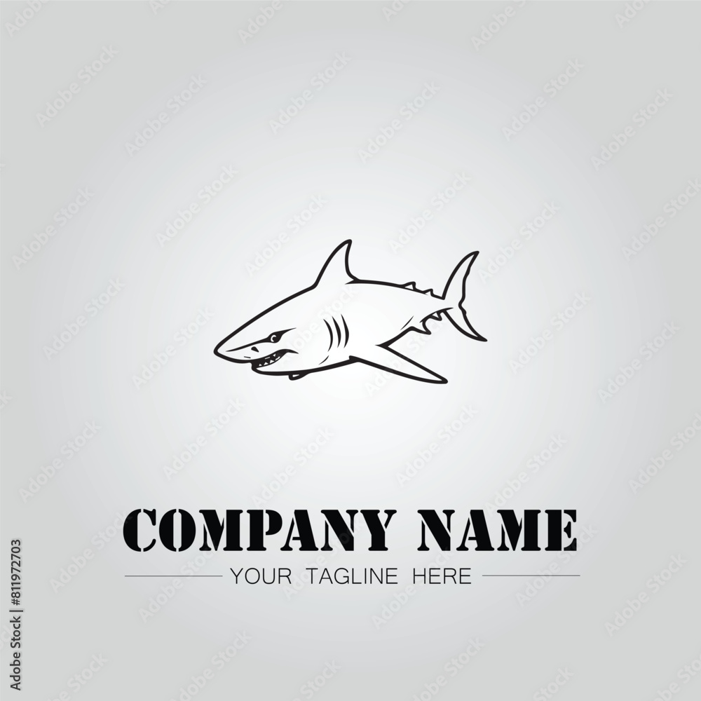 Wall mural Shark silhouette illustration design for company logo vector image on the white background - Wall murals