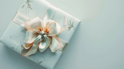 a stunning photograph of a delicately decorated gift box, featuring exquisite wrapping and elegant presentation against a pure white background.