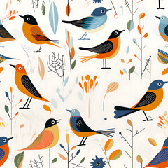 Fototapeta premium Bird digital art seamless pattern, the design for apply a variety of graphic works