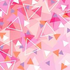 三角形のポップな幾何学模様背景　ピンク　正方形
