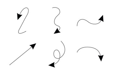Dashed Arrow Direction Shape Curved Line Pictogram Symbol Visual Illustration Set