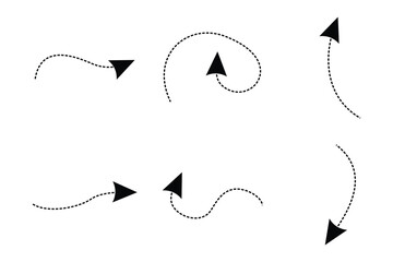Dashed Arrow Direction Shape Curved Line Pictogram Symbol Visual Illustration Set