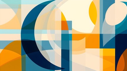 Obraz premium Vibrant Geometric Abstract Composition with Contrasting Shapes and Colors
