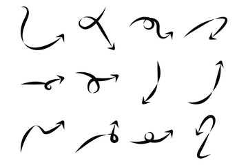 Abstract Arrow Direction Shape Curved Line Pictogram Symbol Visual Illustration Set