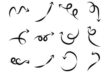 Abstract Arrow Direction Shape Curved Line Pictogram Symbol Visual Illustration Set