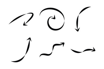 Abstract Arrow Direction Shape Curved Line Pictogram Symbol Visual Illustration Set