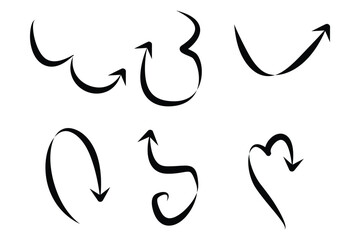 Abstract Arrow Direction Shape Curved Line Pictogram Symbol Visual Illustration Set