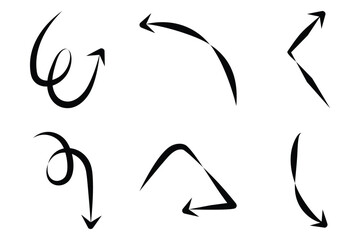 Abstract Arrow Direction Shape Curved Line Pictogram Symbol Visual Illustration Set