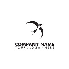 Minimalist Swallow silhouette logo Isolated on white background