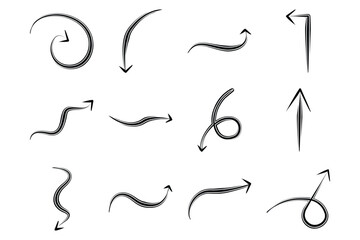 Double Arrow Direction Shape Curved Line Pictogram Symbol Visual Illustration Set