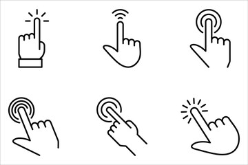 Hand click icon set. pointer icon vector. touch screen symbol on white background 