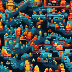 8 bits digital game art seamless pattern, the design for apply a variety of graphic works