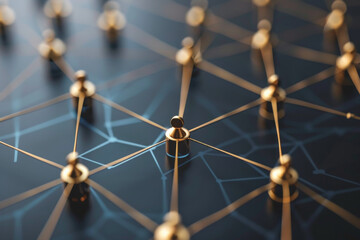 A group of gold pins are connected to each other