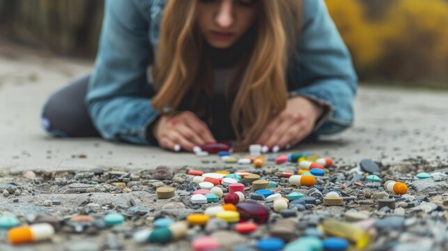 A woman battling addiction defiantly halts the lure of drugs in support of International Day Against Drug Abuse advocating for abstinence as a path to recovery