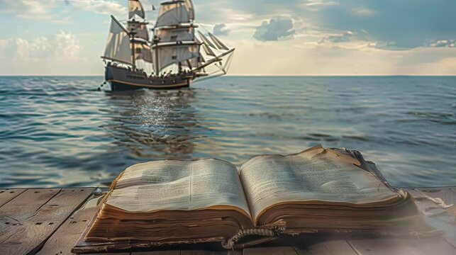 old ship in the sea