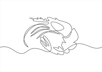 Single continuous line drawing of big shrimp for healthy seafood logo identity. Prawn mascot concept for farming cultivation icon. One line draw design vector graphic illustration