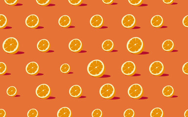 Pattern orange with seamless background. Orange background fruit texture. Summer fresh orange background