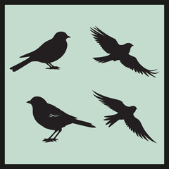 Obraz premium Nightjar black silhouette set vector
