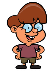 Cartoon illustration of little boys wearing eyeglasses. Best for sticker, logo, and mascot with education themes