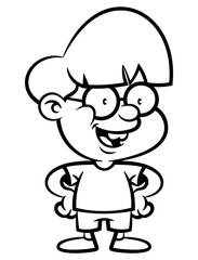 Cartoon illustration of little boys wearing eyeglasses. Best for outline, logo, and coloring book with education themes