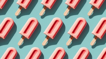Chill Out Popsicle Ice Cream Pattern on Bright Blue Background