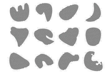 Blobs Abstract Fluid Shape Stripe lines Set Abstract Black Shapes Liquid Shape Elements Random Outline Fluid Shapes.