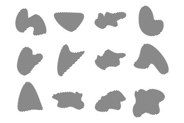 Blobs Abstract Fluid Shape Stripe lines Set Abstract Black Shapes Liquid Shape Elements Random Outline Fluid Shapes.