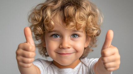 A toddler giving a thumbs up isolated on transparent